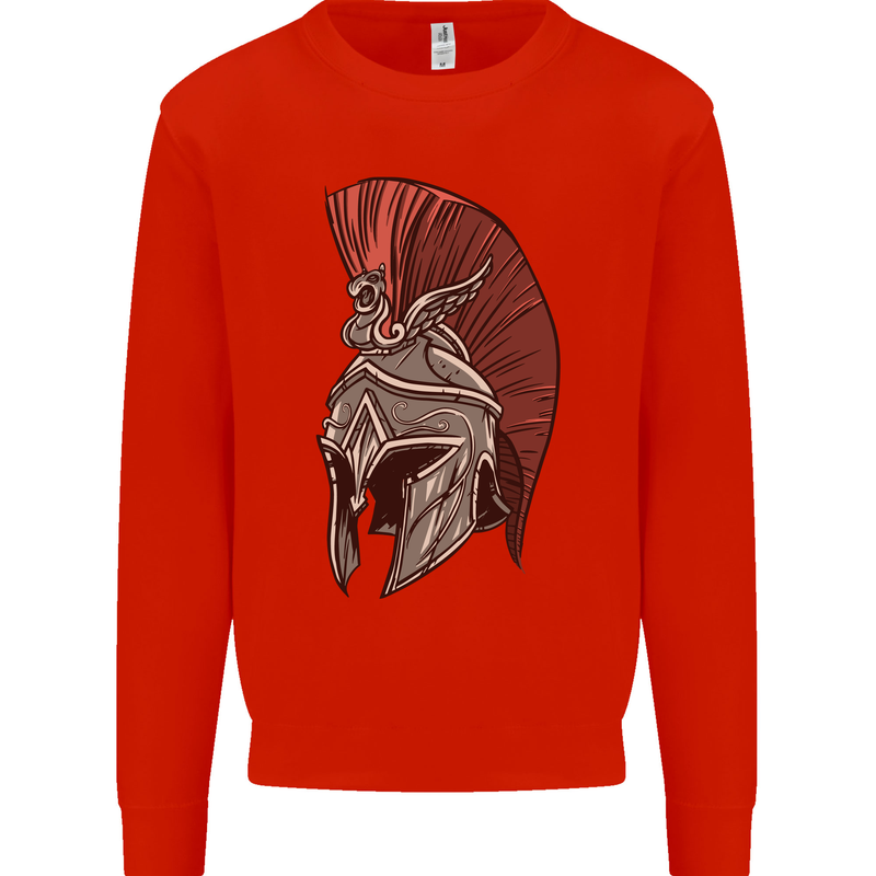 Roman Helmet Bodybuilding Gym Spartan Mens Sweatshirt Jumper Bright Red