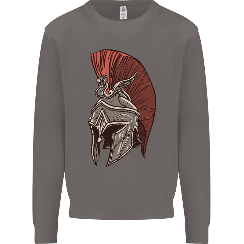 Roman Helmet Bodybuilding Gym Spartan Mens Sweatshirt Jumper Charcoal