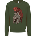 Roman Helmet Bodybuilding Gym Spartan Mens Sweatshirt Jumper Forest Green