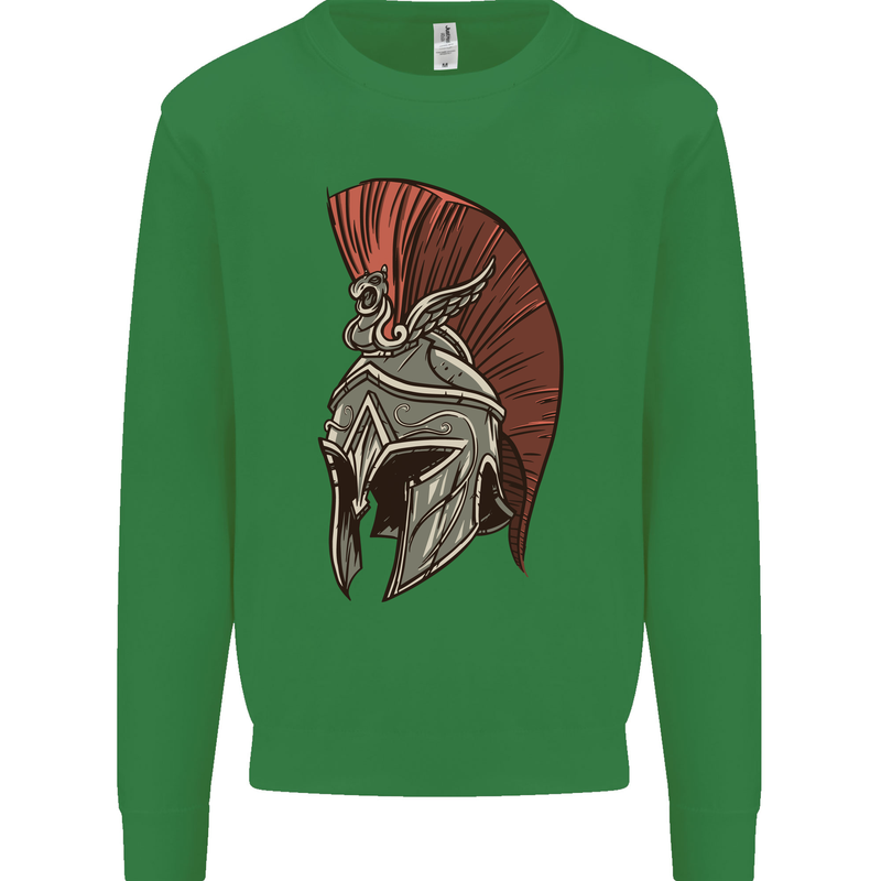 Roman Helmet Bodybuilding Gym Spartan Mens Sweatshirt Jumper Irish Green
