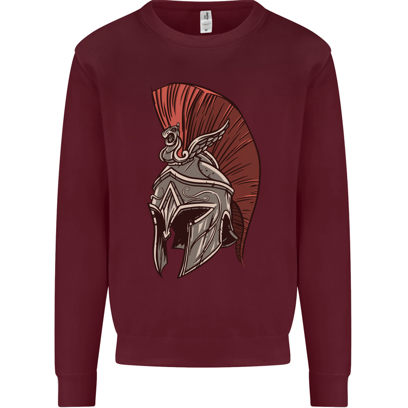 Roman Helmet Bodybuilding Gym Spartan Mens Sweatshirt Jumper Maroon