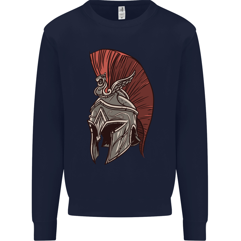 Roman Helmet Bodybuilding Gym Spartan Mens Sweatshirt Jumper Navy Blue