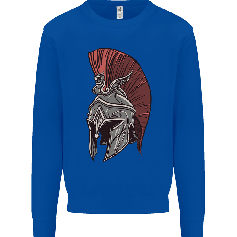 Roman Helmet Bodybuilding Gym Spartan Mens Sweatshirt Jumper Royal Blue