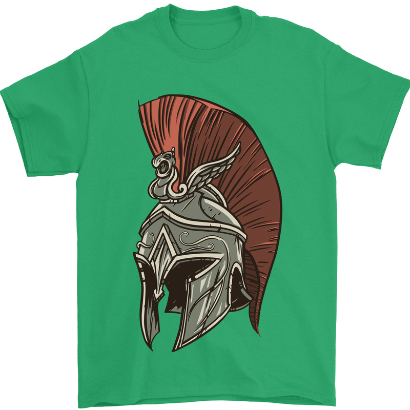 Roman Helmet Bodybuilding Gym Spartan Mens T-Shirt 100% Cotton Irish Green