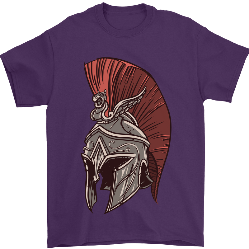 Roman Helmet Bodybuilding Gym Spartan Mens T-Shirt 100% Cotton Purple