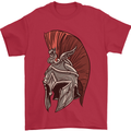 Roman Helmet Bodybuilding Gym Spartan Mens T-Shirt 100% Cotton Red