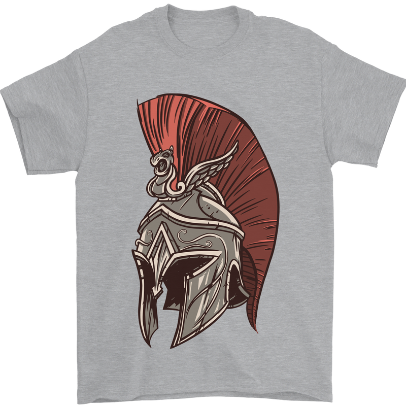 Roman Helmet Bodybuilding Gym Spartan Mens T-Shirt 100% Cotton Sports Grey