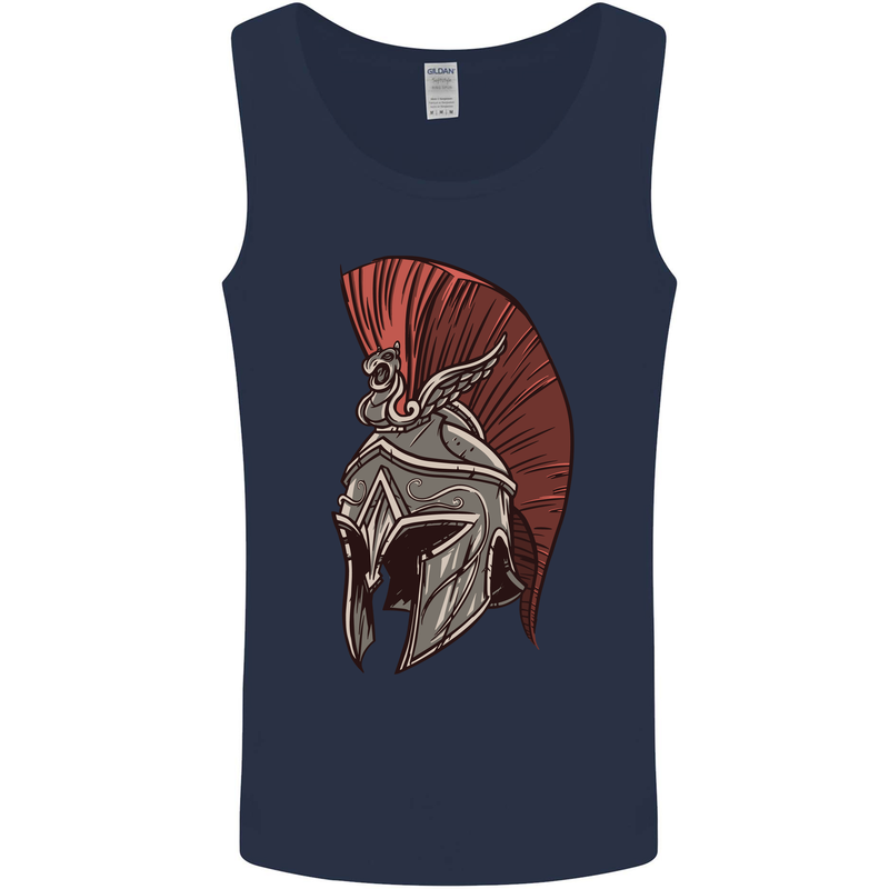 Roman Helmet Bodybuilding Gym Spartan Mens Vest Tank Top Navy Blue