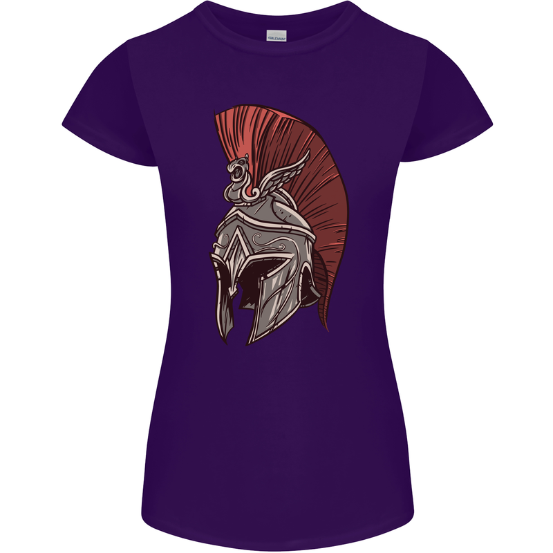 Roman Helmet Bodybuilding Gym Spartan Womens Petite Cut T-Shirt Purple
