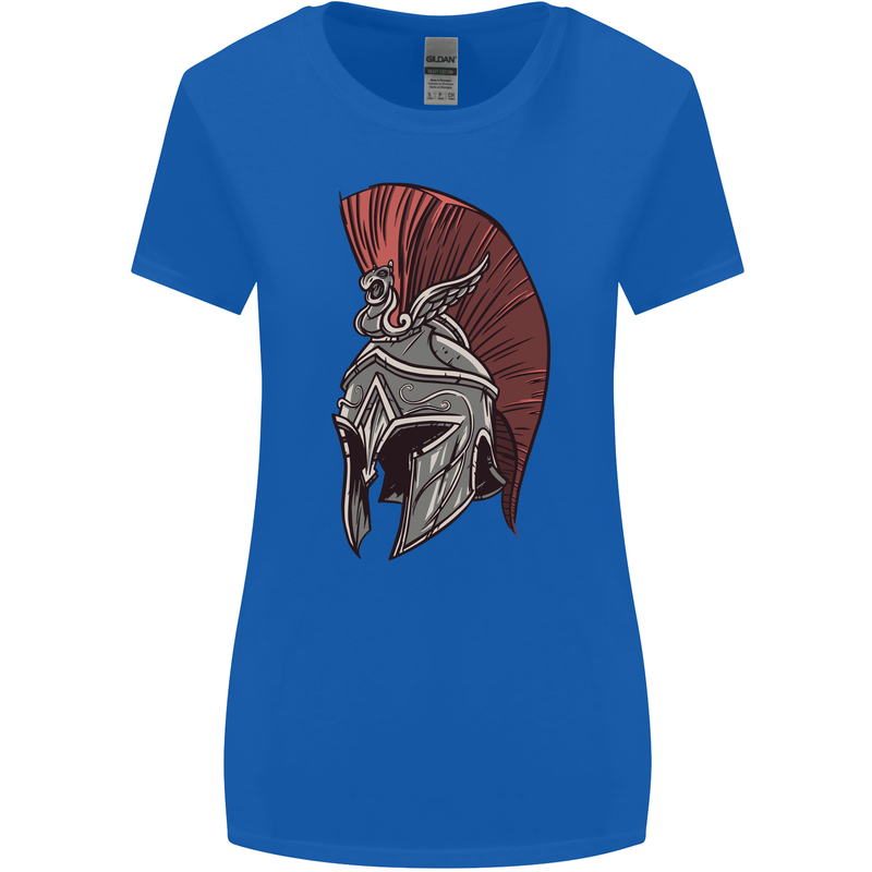 Roman Helmet Bodybuilding Gym Spartan Womens Wider Cut T-Shirt Royal Blue