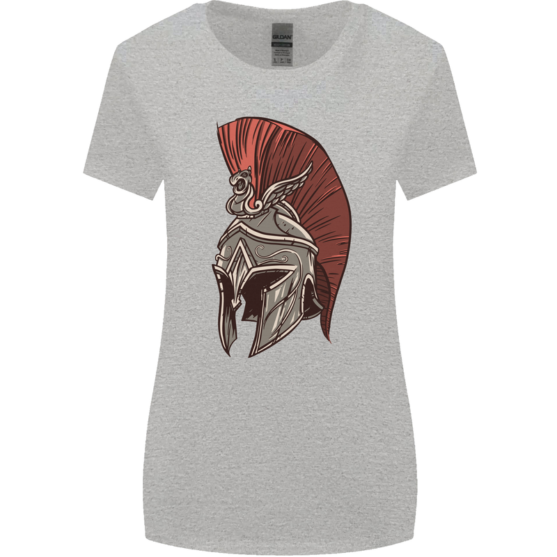 Roman Helmet Bodybuilding Gym Spartan Womens Wider Cut T-Shirt Sports Grey
