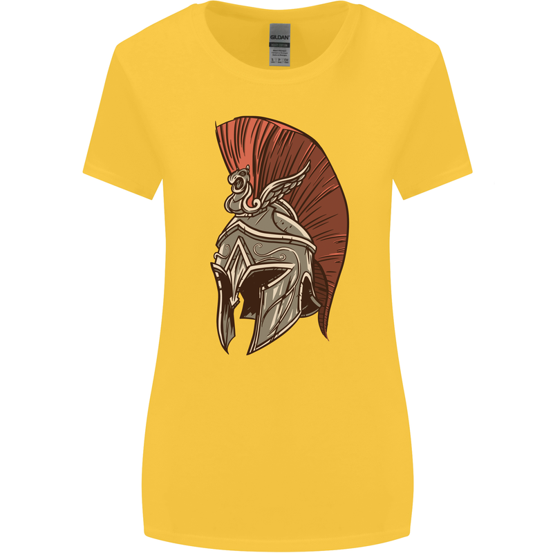 Roman Helmet Bodybuilding Gym Spartan Womens Wider Cut T-Shirt Yellow