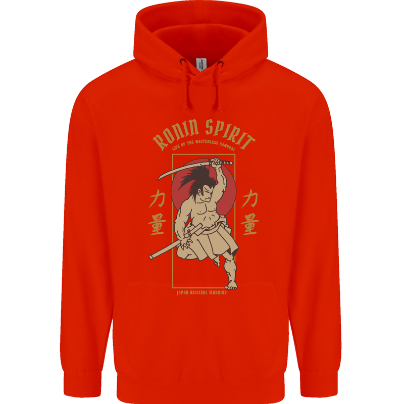 Ronin Spirit Samurai Japan Japanese Childrens Kids Hoodie Bright Red