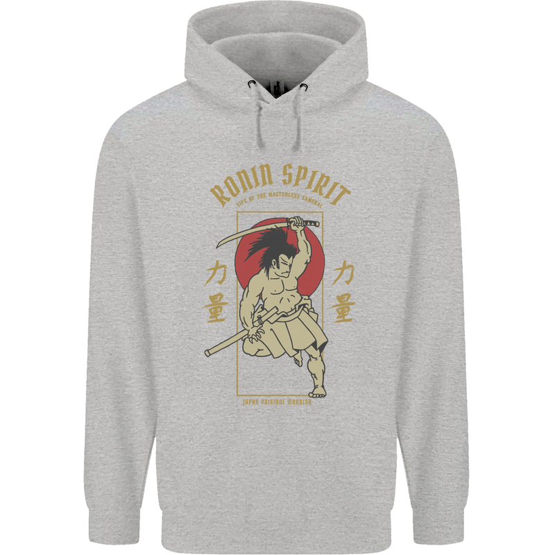 Ronin Spirit Samurai Japan Japanese Childrens Kids Hoodie Sports Grey
