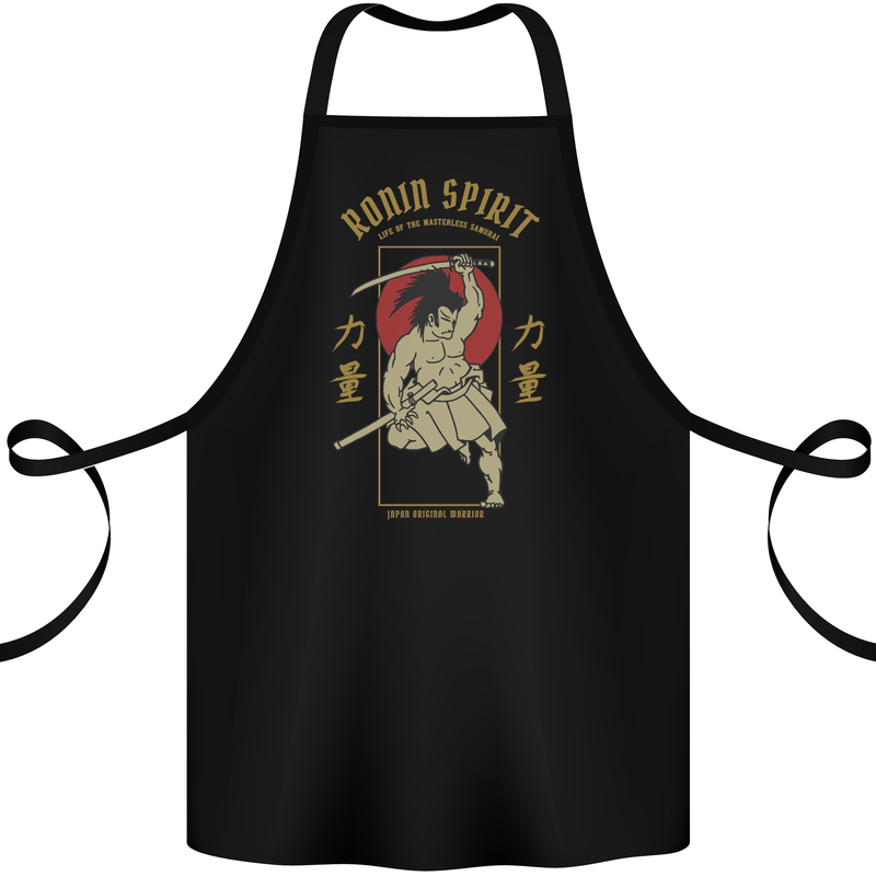 Ronin Spirit Samurai Japan Japanese Cotton Apron 100% Organic Black