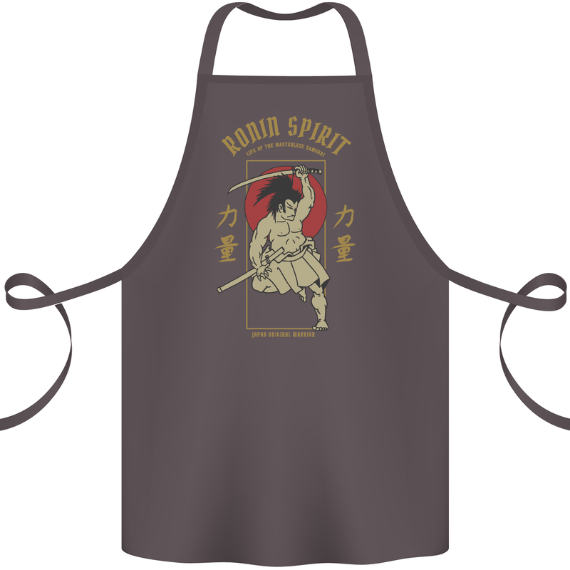 Ronin Spirit Samurai Japan Japanese Cotton Apron 100% Organic Dark Grey