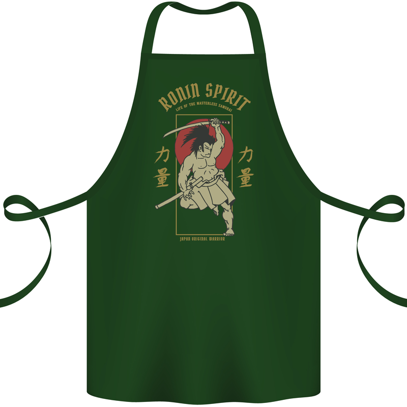 Ronin Spirit Samurai Japan Japanese Cotton Apron 100% Organic Forest Green
