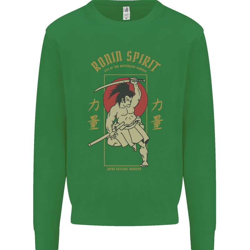 Ronin Spirit Samurai Japan Japanese Kids Sweatshirt Jumper Irish Green