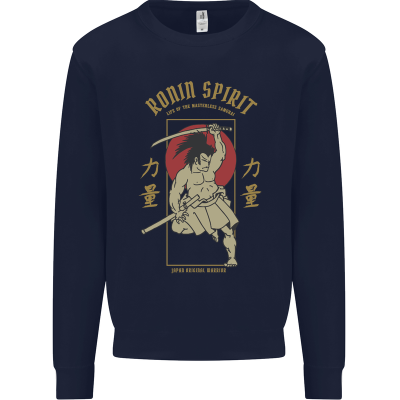 Ronin Spirit Samurai Japan Japanese Kids Sweatshirt Jumper Navy Blue