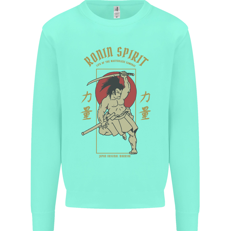 Ronin Spirit Samurai Japan Japanese Kids Sweatshirt Jumper Peppermint