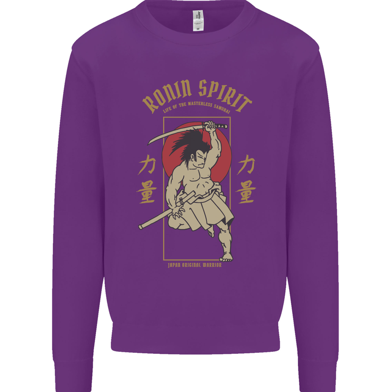 Ronin Spirit Samurai Japan Japanese Kids Sweatshirt Jumper Purple