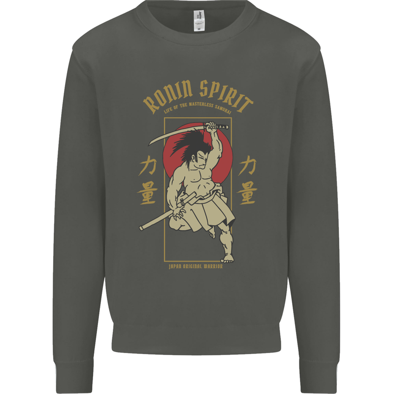 Ronin Spirit Samurai Japan Japanese Kids Sweatshirt Jumper Storm Grey