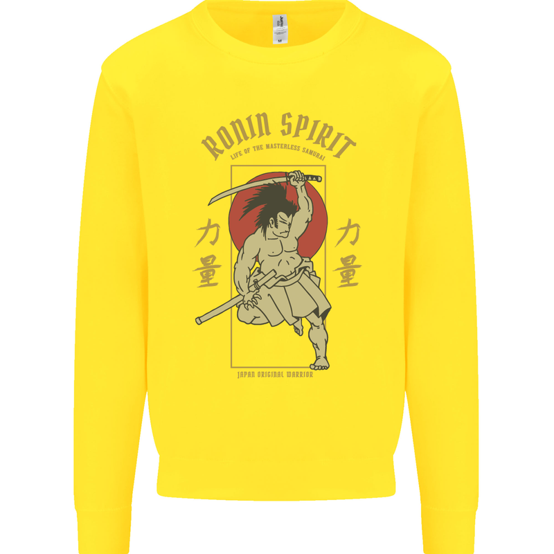 Ronin Spirit Samurai Japan Japanese Kids Sweatshirt Jumper Yellow