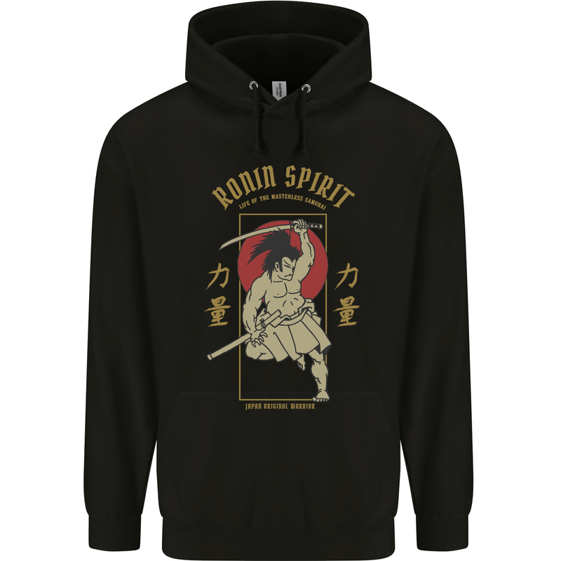 Ronin Spirit Samurai Japan Japanese Mens 80% Cotton Hoodie Black