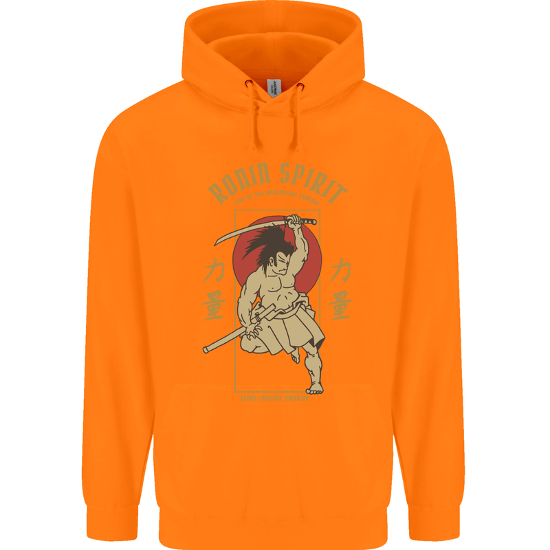 Ronin Spirit Samurai Japan Japanese Mens 80% Cotton Hoodie Orange