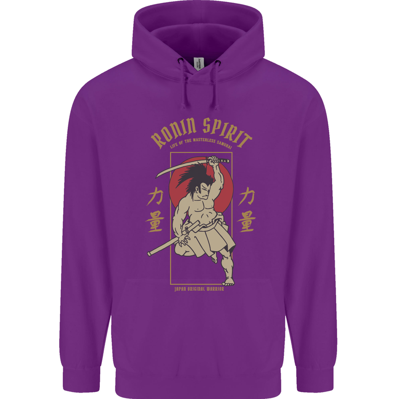 Ronin Spirit Samurai Japan Japanese Mens 80% Cotton Hoodie Purple