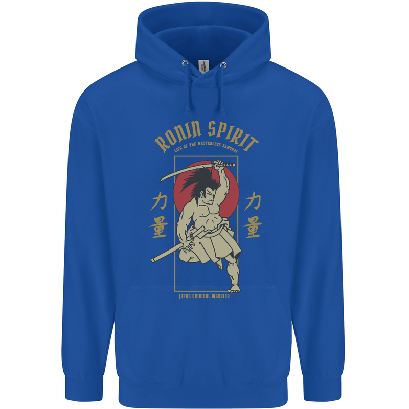 Ronin Spirit Samurai Japan Japanese Mens 80% Cotton Hoodie Royal Blue