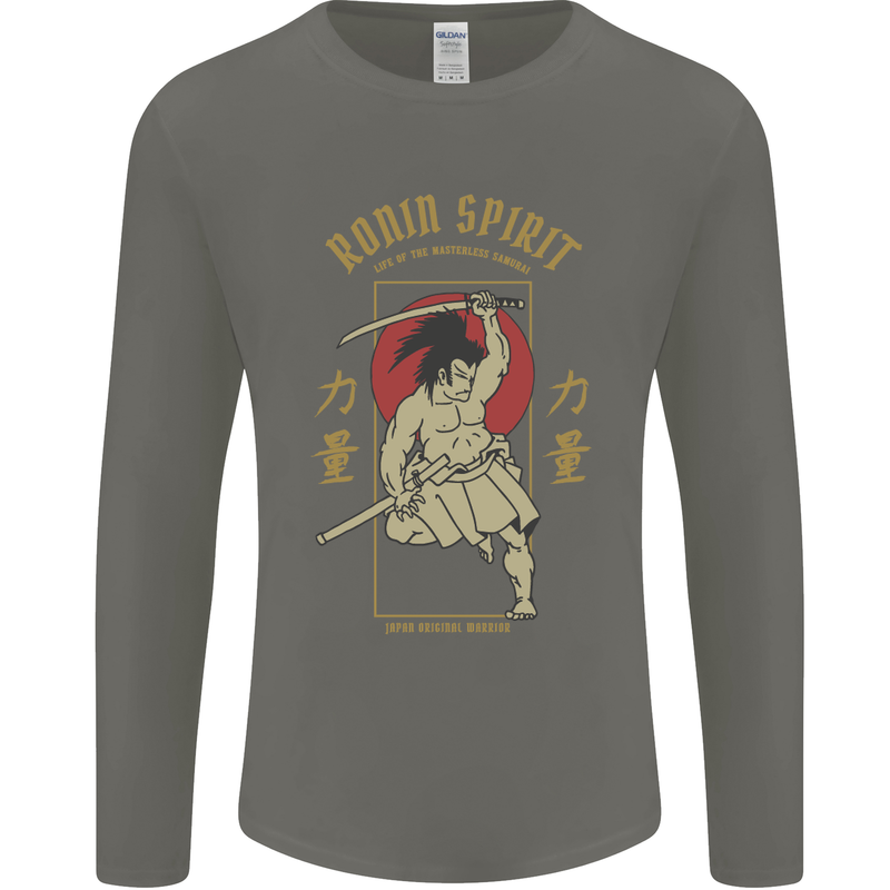 Ronin Spirit Samurai Japan Japanese Mens Long Sleeve T-Shirt Charcoal