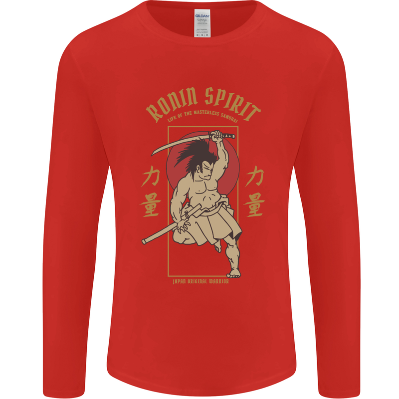 Ronin Spirit Samurai Japan Japanese Mens Long Sleeve T-Shirt Red
