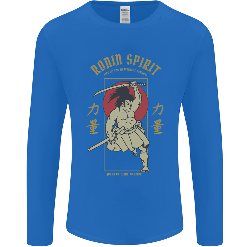Ronin Spirit Samurai Japan Japanese Mens Long Sleeve T-Shirt Royal Blue