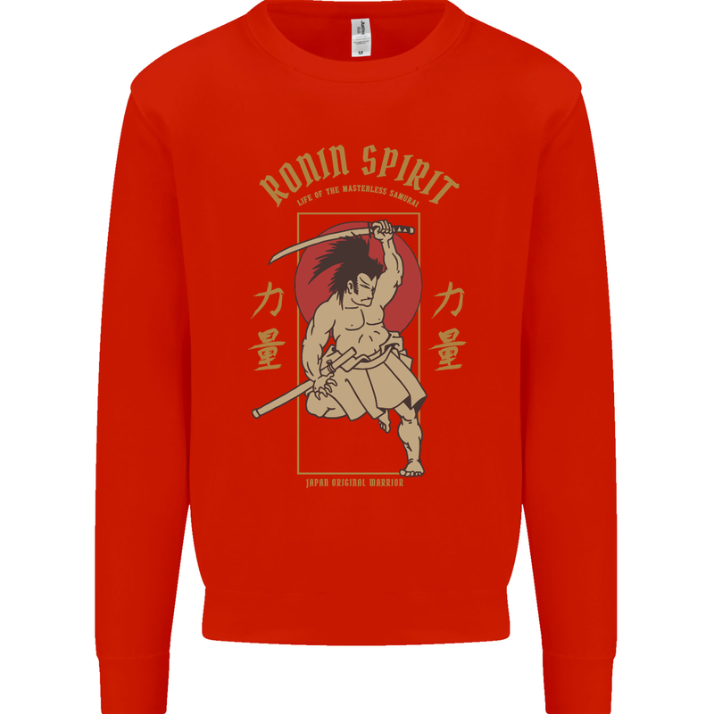 Ronin Spirit Samurai Japan Japanese Mens Sweatshirt Jumper Bright Red