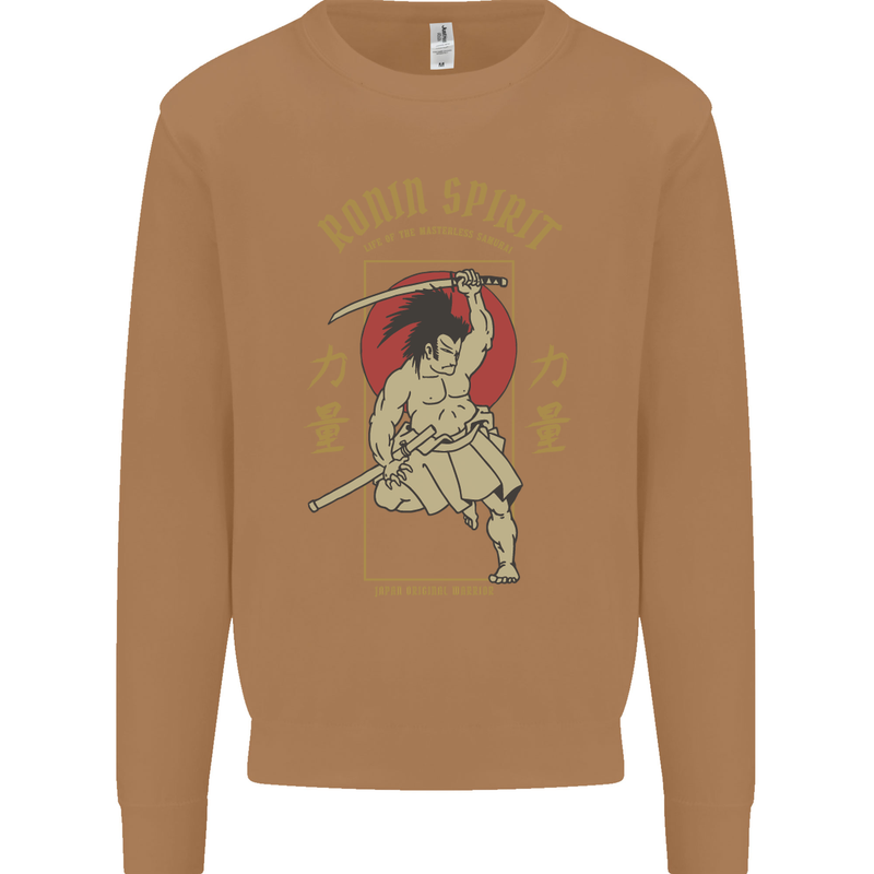 Ronin Spirit Samurai Japan Japanese Mens Sweatshirt Jumper Caramel Latte