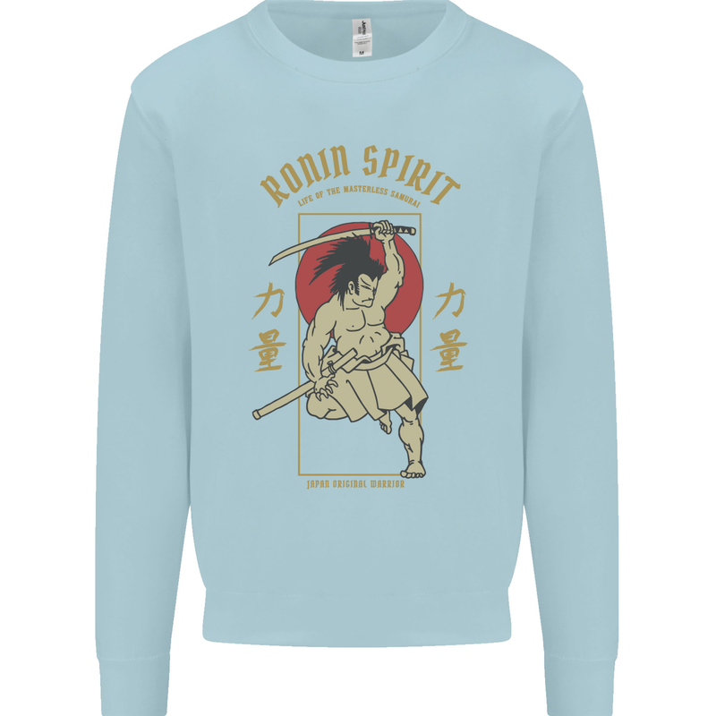 Ronin Spirit Samurai Japan Japanese Mens Sweatshirt Jumper Light Blue