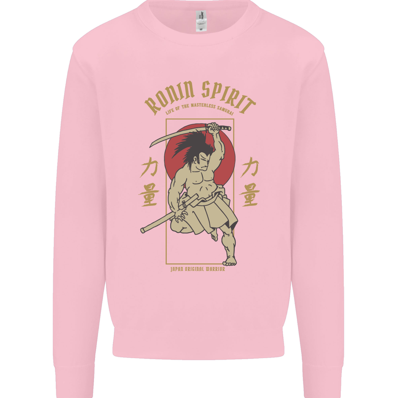 Ronin Spirit Samurai Japan Japanese Mens Sweatshirt Jumper Light Pink