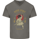 Ronin Spirit Samurai Japan Japanese Mens V-Neck Cotton T-Shirt Charcoal
