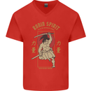 Ronin Spirit Samurai Japan Japanese Mens V-Neck Cotton T-Shirt Red