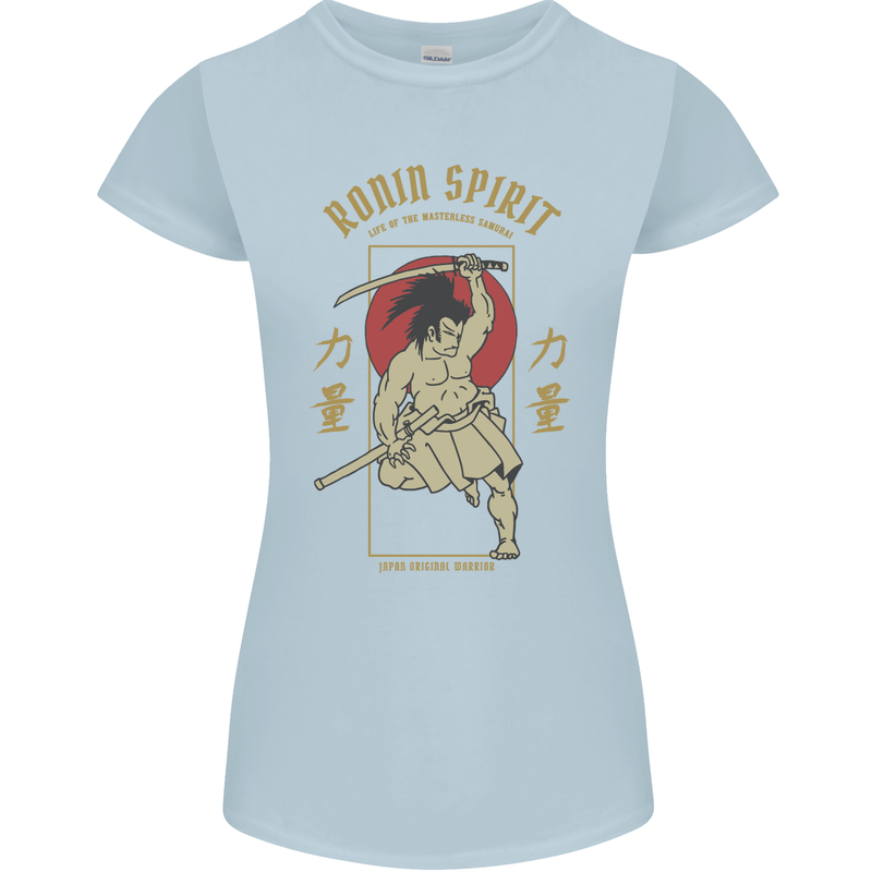 Ronin Spirit Samurai Japan Japanese Womens Petite Cut T-Shirt Light Blue