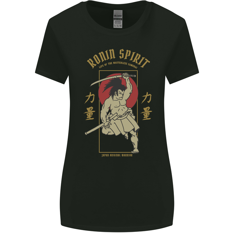 Ronin Spirit Samurai Japan Japanese Womens Wider Cut T-Shirt Black