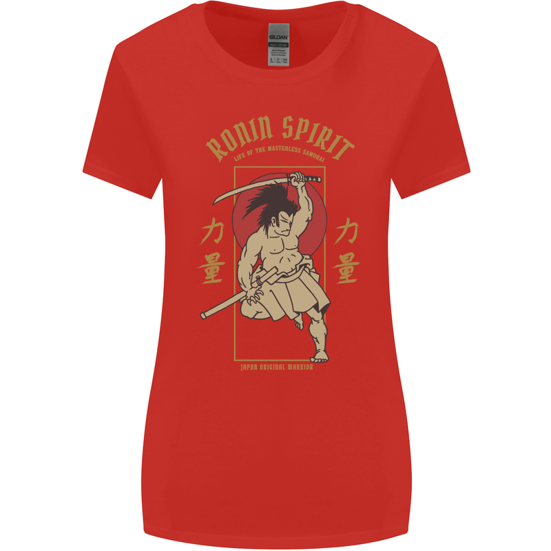 Ronin Spirit Samurai Japan Japanese Womens Wider Cut T-Shirt Red