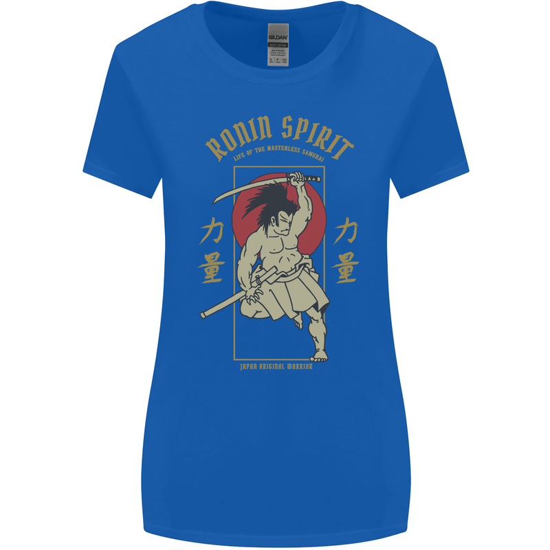 Ronin Spirit Samurai Japan Japanese Womens Wider Cut T-Shirt Royal Blue