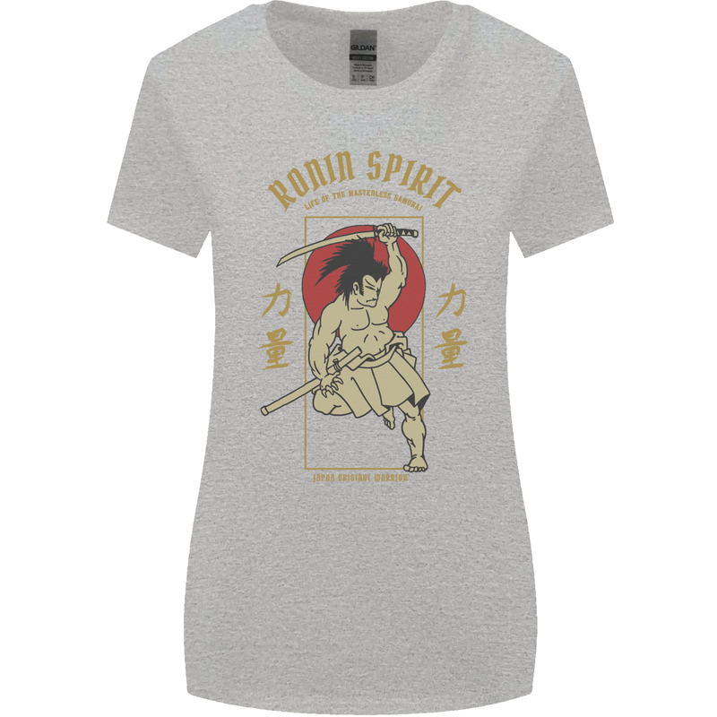 Ronin Spirit Samurai Japan Japanese Womens Wider Cut T-Shirt Sports Grey