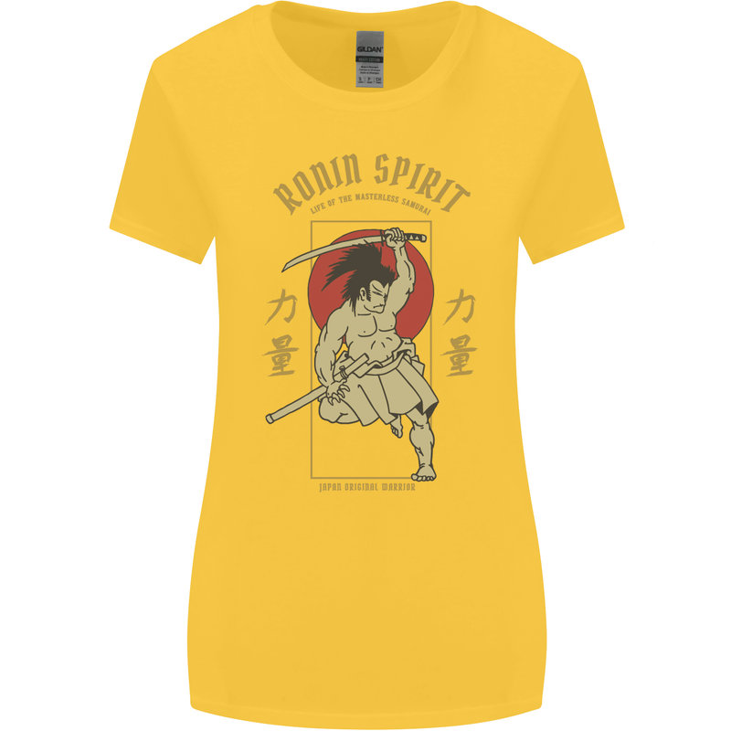 Ronin Spirit Samurai Japan Japanese Womens Wider Cut T-Shirt Yellow