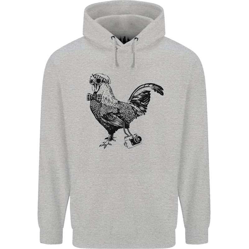 Rooster Camera Photography Photographer Childrens Kids Hoodie Sports Grey