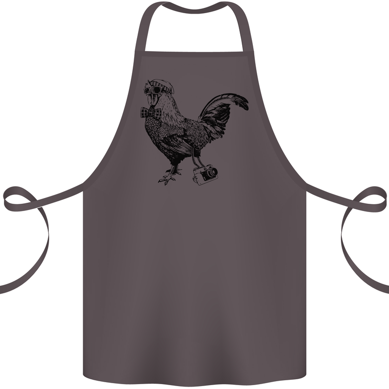 Rooster Camera Photography Photographer Cotton Apron 100% Organic Dark Grey