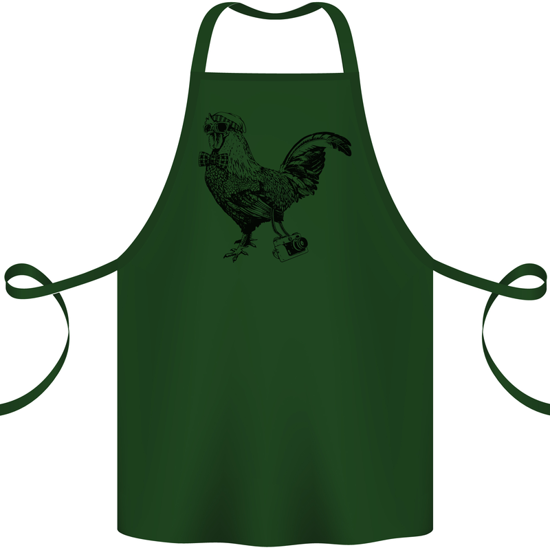 Rooster Camera Photography Photographer Cotton Apron 100% Organic Forest Green