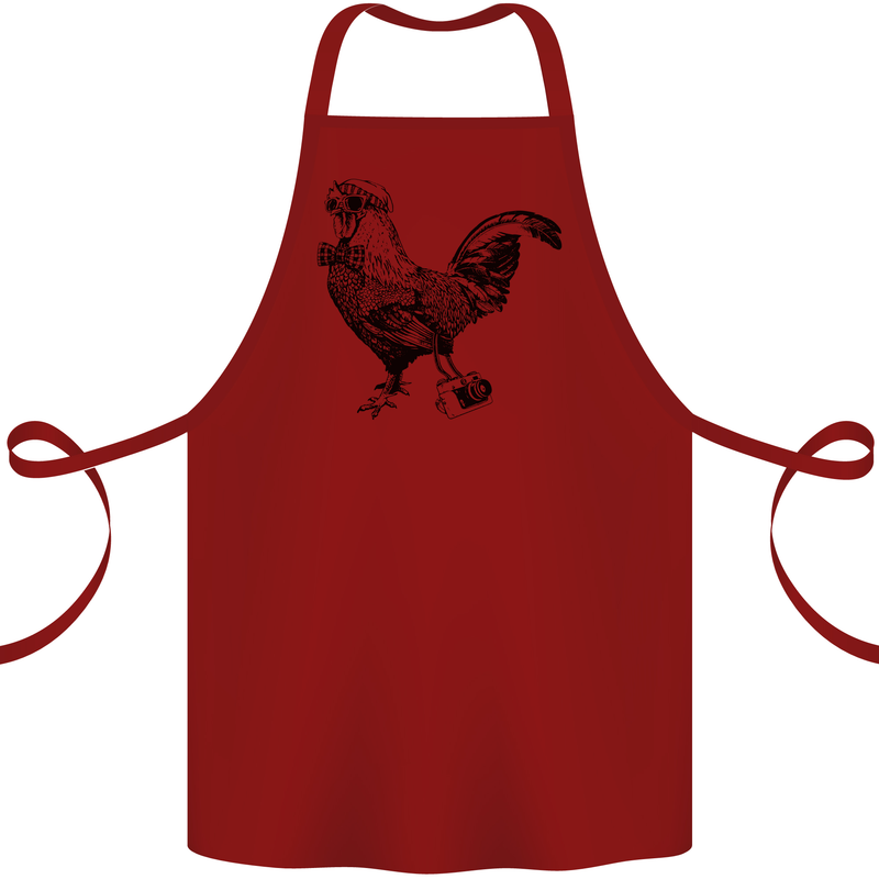 Rooster Camera Photography Photographer Cotton Apron 100% Organic Maroon
